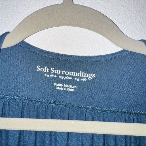 SOFT Surroundings Drapey Topper Cardigan Blue Open Layered Knit - Picture 3 of 3